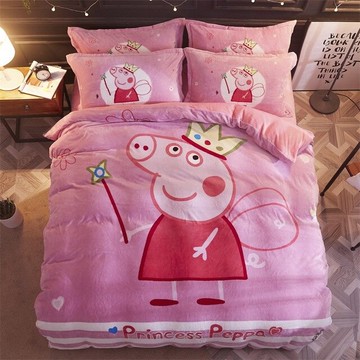 美琪 秋冬床包組 卡通系列加厚珊瑚絨床單床笠款保暖水晶絨四件套超值組