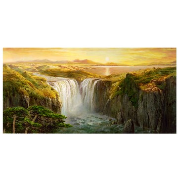 【御畫房】天瀑之三 國家一級畫師手繪油畫60×120cm(VF-149)