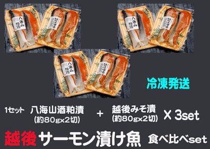 サーモン漬け魚食べ比べ（約80g×各2切）3セット