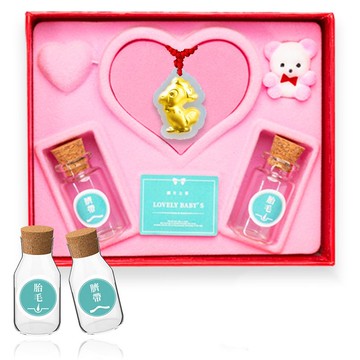 【童樂繪金飾】萌萌雞 初見之喜彌月千足金和田玉禮盒(彌月金飾)