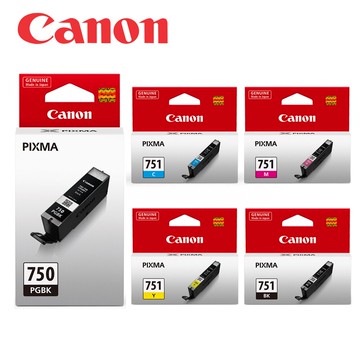 CANON PGI-750BK+CLI-751BK/C/M/Y 原廠墨水組合(2黑3彩)