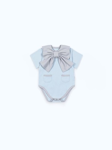Short-sleeve Cotton Minimalist Bodysuit [Baby Blue]