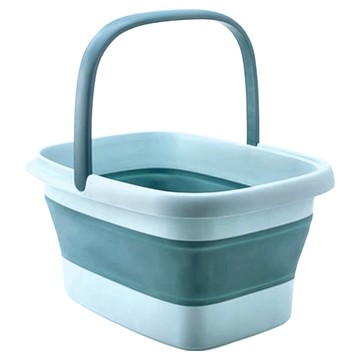 加大加深可折疊塑膠帶提把養生足浴桶 家用 綠色  1個