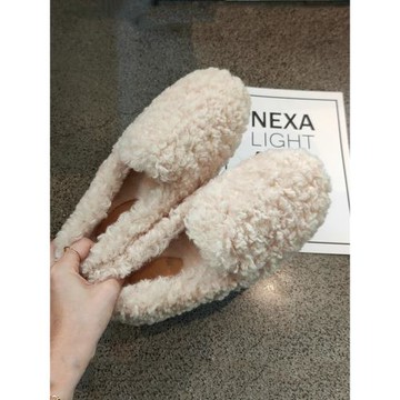 香港豆豆鞋女2025秋冬新款少女羊羔毛皮毛一體外穿加絨毛毛鞋棉鞋