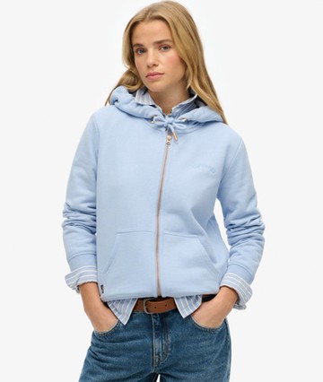 Superdry Women's Essential Logo Zip Hoodie Blue Size: 10