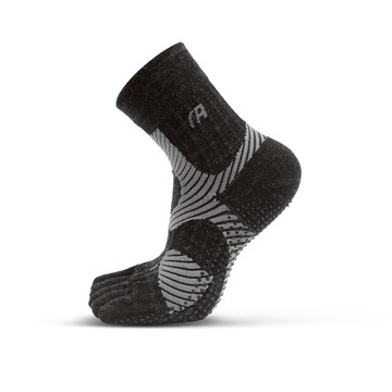 【羊毛襪-五趾款】阿基里斯羊毛機能止滑五趾襪-短襪 - M黑