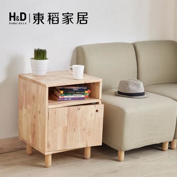 【H&D東稻家居】自然木語系列 - 原木邊几 床頭櫃 置物櫃 收納櫃(DIY自行組裝)