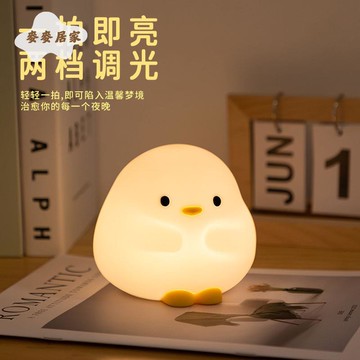 卡通  墩墩鴨小夜燈 臥室床頭睡眠燈 硅膠拍拍燈 定時小臺燈 氛圍燈 擺件[PP0505062]