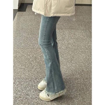 微喇褲夏季薄款褲子女小個子2025新款牛仔褲顯瘦高腰褲高街喇叭褲