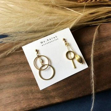黃銅耳環_不對稱(可改夾)