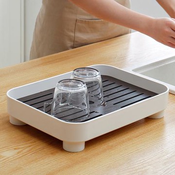 家用簡約茶盤茶杯托盤長方形現代小型客廳儲水塑料水杯子瀝水盤
