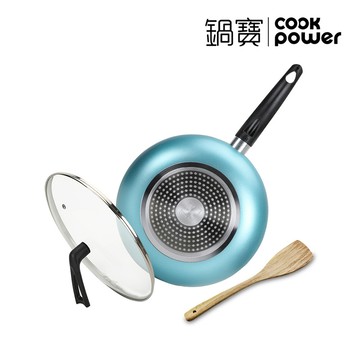 cookpower鍋寶 金鑽不沾覆底炒鍋 28cm 三件組 ih爐/電磁爐適用 (二色可選)