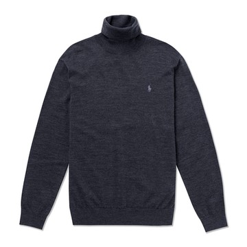 Polo Ralph Lauren RL 熱銷刺繡小馬高領棉質毛衣-深鐵灰色