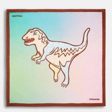 【COACH】漸層REXY 恐龍印花真絲方巾