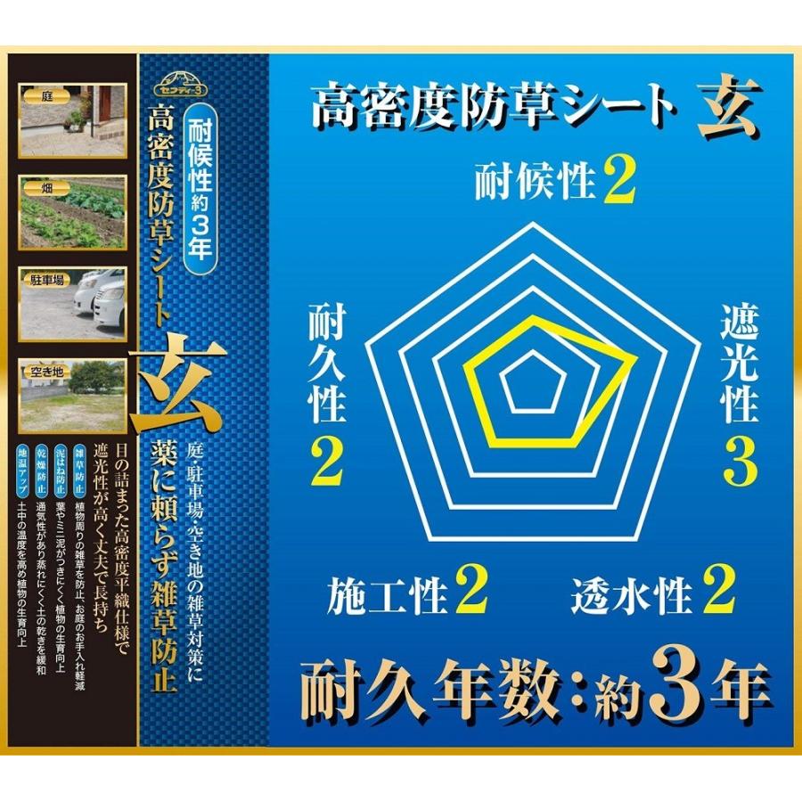 セフティー3 高密度 防草シート 1mx5m 耐候 3年 厚手 草抑え 農業資材 除草シート 雑草防止シート 雑草対策