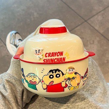 蠟筆小新飯盒新款陶瓷碗女生高顏值帶蓋泡面碗日式飯碗上班族284LPS 快速寄出