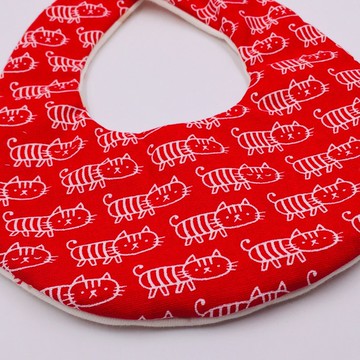 紅色貓咪圍兜 二重紗 口水巾  彌月禮