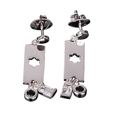 萬寶龍MONTBLANC 六角星LOGO寶石墜飾穿式耳環(銀)