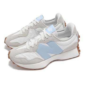 New Balance 休閒鞋 327 女鞋 米白 藍 麂皮 拼接 復古 膠底 運動鞋 NB WS327FTA-B