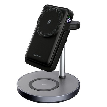 ADAM elements 亞果元素 Mag 5 五合一磁吸行動充電站  支援多設備同時充電  智慧指示燈  階梯設計不遮擋鏡頭  單一顏色  1個