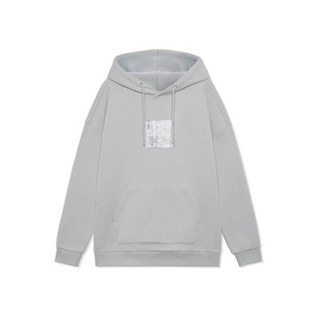 中國李寧22春夏潮流音樂節男女同款寬松套頭連帽方印衛衣AWDS220