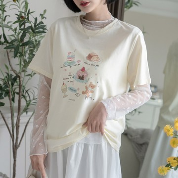 現貨~甜點小熊Autumn圓領短袖上衣、小熊T、T恤【JJ671-511】DesireShop