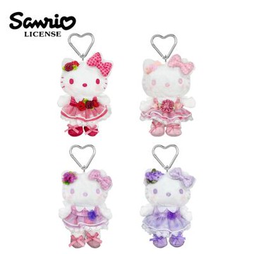 日本正版 凱蒂貓 花朵洋裝系列 玩偶吊飾 娃娃 絨毛玩偶 Hello Kitty 三麗鷗 Sanrio 726648 726686 726693