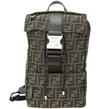 FENDI 芬迪 FENDI 芬迪ness 小款 FF老花帆布單肩背包(棕色)