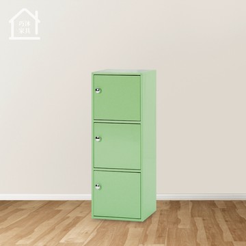 三門塑鋼置物櫃 綠色置物收納櫃 三層櫃 多功能置物櫃 防水塑鋼家具【巧沐家具】