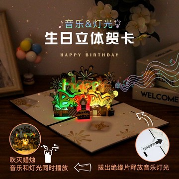 熱賣💡生日賀卡禮物3d立體創意精美新款紙鵰代寫祝福字擺件卡通造型卡片 立體生日卡片 賀卡禮物 手作卡片 客製化卡片 手寫