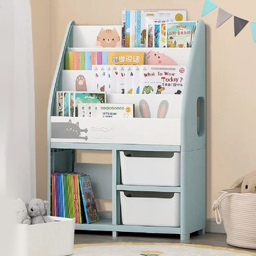 萌想樂園兒童玩具繪本分類收納櫃(1大格+2小格+2儲物凳)-DIY 躲貓貓