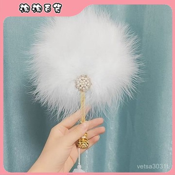 🔥臺灣出貨快🔥古風羽毛扇漢服配飾團扇手持扇舞臺錶演舞蹈攝影晨袍結婚拍照道具
