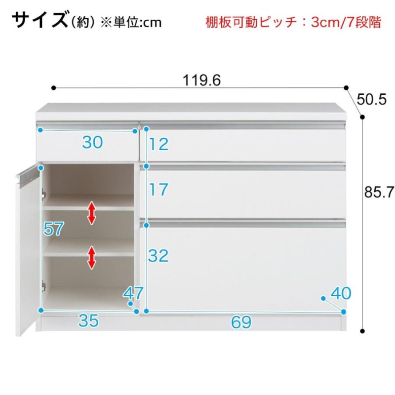 幅120 キッチンカウンター(キュリー2 120CT WH) キッチンボード レンジボード キッチン収納 キッチンラック レンジ台 食器棚  ゴミ箱上ラック ゴミ箱収納 ニトリ | LINEブランドカタログ