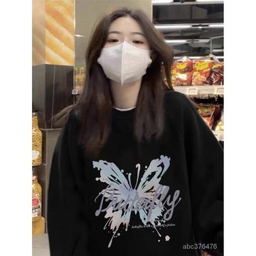 免運 美式高街 潮牌圆领 衛衣女 秋冬新款 oversize設計感上衣 ins 風衣服 大學t 長袖大學t