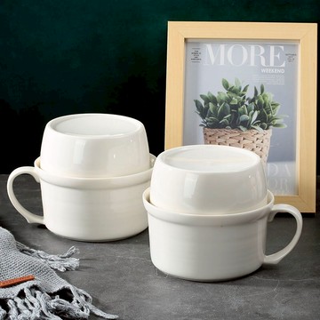 泡面碗帶蓋陶瓷大蓋碗日式方便面碗防塵碗純白胎健康瓷碗可微波