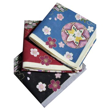 日本製進口描金邊棉質印花方巾手帕日式和風小方巾手帕手絹吸汗薄