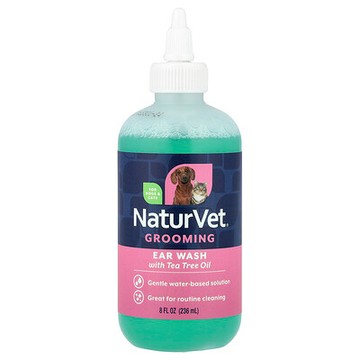 NaturVet, 洗耳液加茶樹油，貓狗專用，幼崽爽身粉，8 液量盎司（236 毫升）