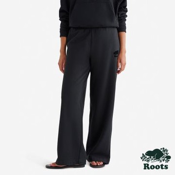 Roots女裝- COOPER WIDE LEG 棉褲-黑色