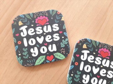 Jesus loves you陶瓷杯墊