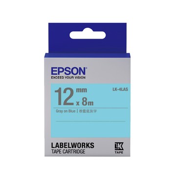 EPSON LK-4LAS 淡彩系列藍底灰字標籤帶(寬度12mm)