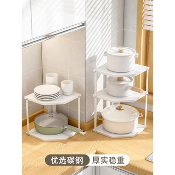 廚房轉角置物架臺面多層鍋架下水槽廚柜內放鍋架子雙層鍋具收納架