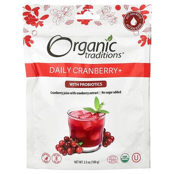 Organic Traditions, 日常蔓越橘，含益生菌，3.5 盎司（100 克）