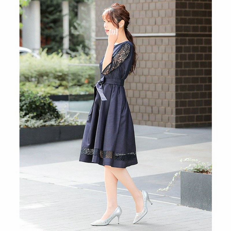 Fashion Letter 成人式 結婚式 ワンピース パーティードレス ドレス レース 花柄 フレア 刺繍 シャンタン 披露宴 二次会 お呼ばれ 同窓会 ドレス 謝恩会 卒業式 卒業パーティー 大学生 袖あり リボンベルト 膝丈 春 夏 秋 冬 服 服装 女性 レディース