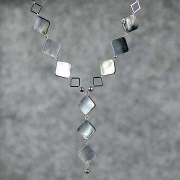 素元 貝殼毛衣鏈項鏈長款女 韓國時尚OL氣質掛件原創復古水晶配件