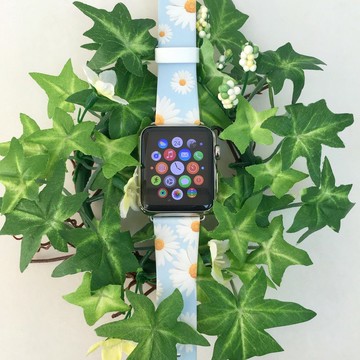 Apple Watch Series 1 - 5 文青白菊圖案手錶帶 38 40 42 44 mm
