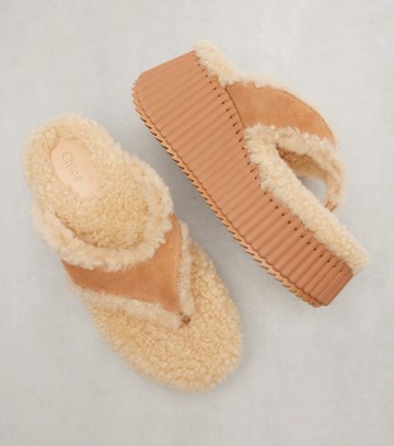 Chloé Nama 80 suede platform thong sandals