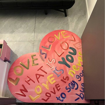 塗鴉風免洗懶人地毯愛心入戶地墊 新款pvc皮革進門腳墊可裁剪 進門地墊 居家地墊 造型地墊