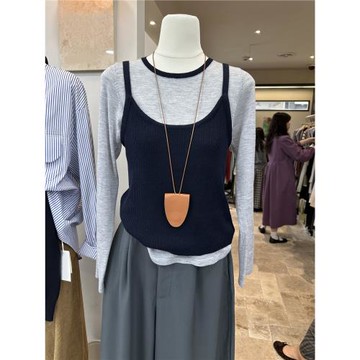 韓國東大門2026春季新款韓版修身兩件套疊穿針織吊帶+打底針織衫