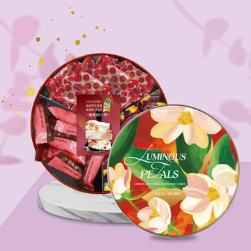 【糖村】光韻鐵盒 LT604 (法式牛軋糖10入+南棗火山豆豆菓10入+娃娃花生酥糖13入)(預購10個工作天)