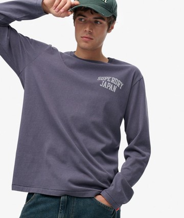 Superdry Men's Athletic Essentials Long Sleeve Top Purple Size: L